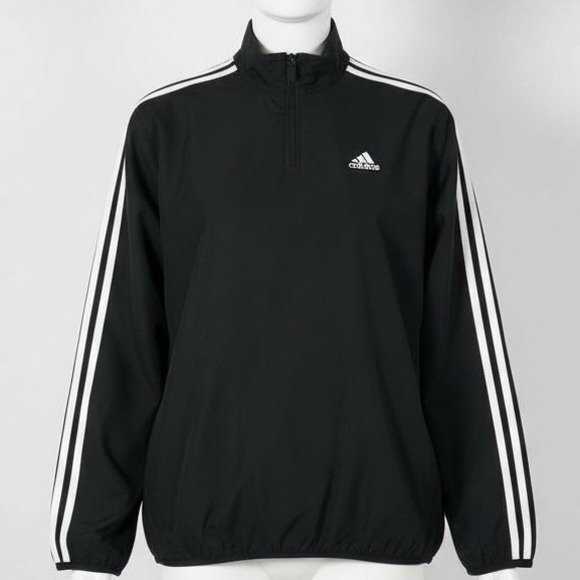 adidas Other - Adidas Essentials 3-Stripes 1/4 Zip Pullover Windbreaker‎ Black White Men's Sz M